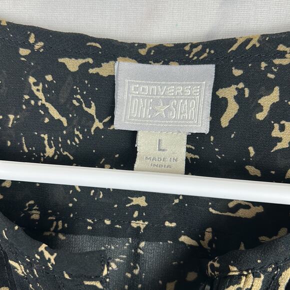 Converse Semi Sheer Blouse Size Large Long Sleeve Pleated Career Shirt - Picture 6 of 8